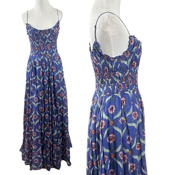 Free People FP One Ciella Maxi Dress Blue Small NWT Bohemian Fairy Floral Spring - Picture 11 of 17